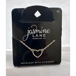 Jasmine Lane Gold Heart Pendant Necklace‎ Adjustable 16–18 NEW